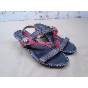 L’Artiste Spring Step Dreamer Black Red Artsy Boho Leather Sandals Sz 40 US 9